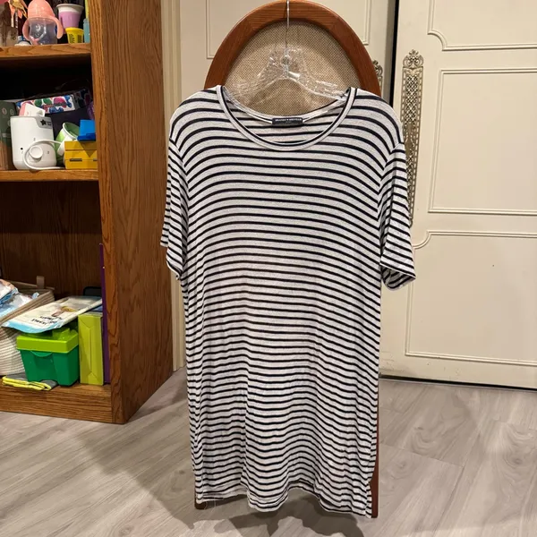 Brandy Melville black white striped shirt dress tee tshirt dress size large - Image 2