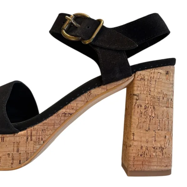 EUC Free People Leather Brooke Heeled Platform Sandals Black Size 8.5 - Image 5