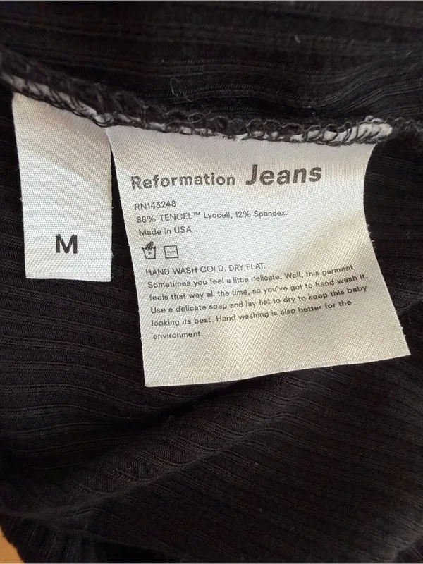 Reformation Black Ribbed Bodysuit - Image 4