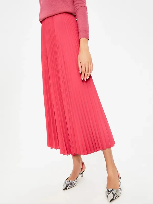 Boden • Kristen Pleated Skirt in Strawberry Shortcake Pink midi coral accordion - Image 9