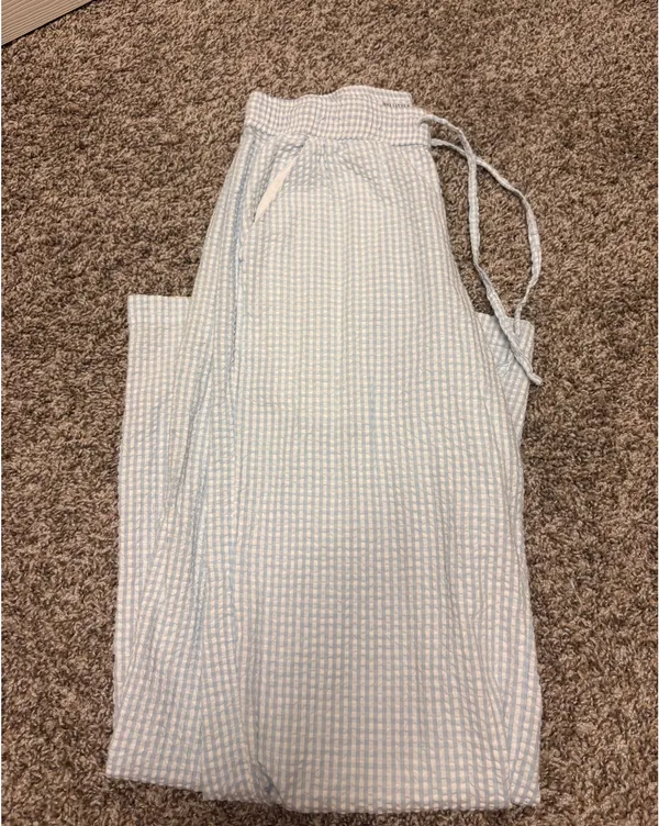 Hollister Blue and White Striped Pants - Image 2