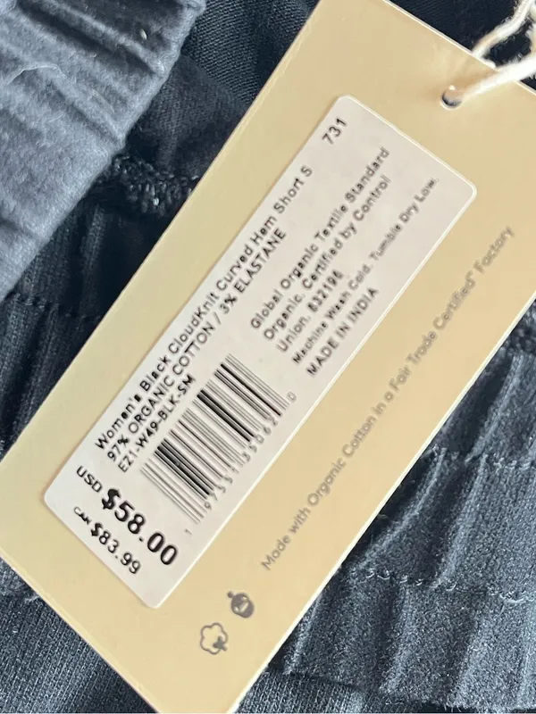 Pact • NWT Black Cloudknit Curved Hem Sweatpants Shorts - Image 5