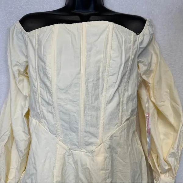 Kehlani x Missguided Off‎ White Cream Corset Detail Bardot Mini Dress Size 8 - Image 3