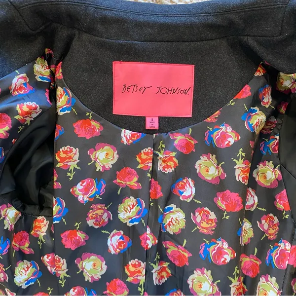 Betsey Johnson Wool Longline Coat In Dark Grey Size 8 - Image 12