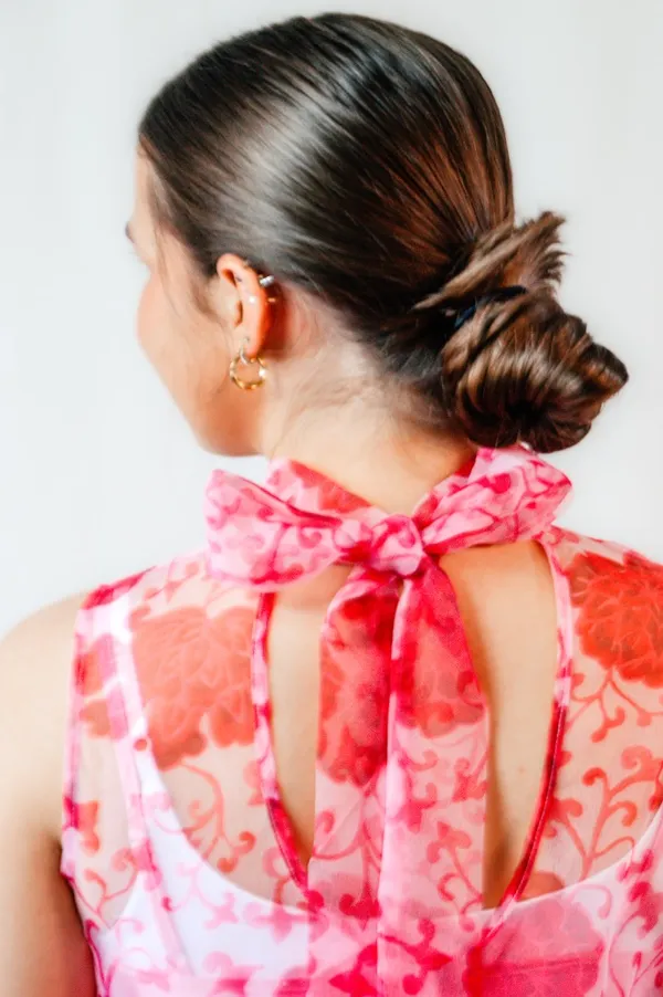 Pink Floral High Neck Mini Dress - Image 2
