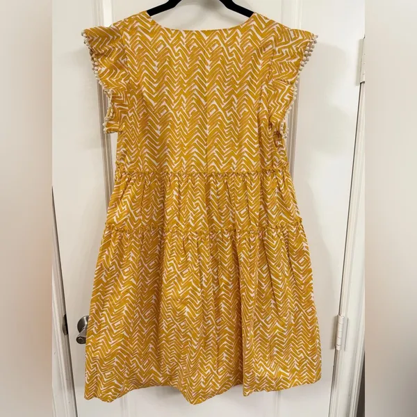 THML Yellow and White Chevron Women's Dress - Image 3