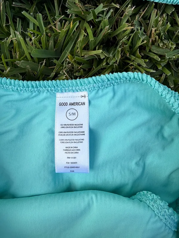 Good American Always Fits Crinkle Bikini Set Aqua Blue S NWT $120 - Image 5