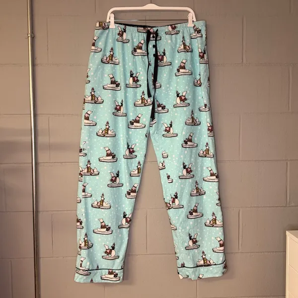 PJ Salvage Polar Bear Flannel Pajama Set Women’s Size XL Polar Bears & Penguins - Image 9