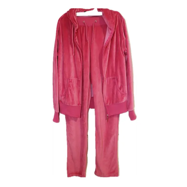 Pink Velour Tracksuit Set - Image 2