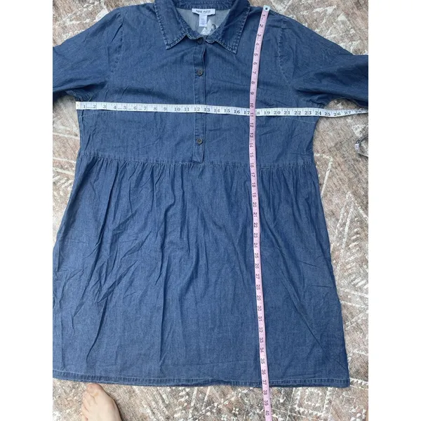 Nine West Brentwood Denim Shirt Dress XXL NWT Cotton Pockets Casual Chambray - Image 11