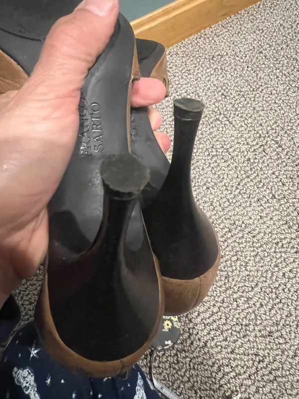 Franco Sarto Brown Leather T Strap Heels, Size 6 - Image 8