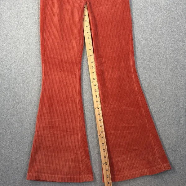 Aerie Corduroy Flare Pants Women's Small Short Burnt Orange Pull On Stretch - Image 3