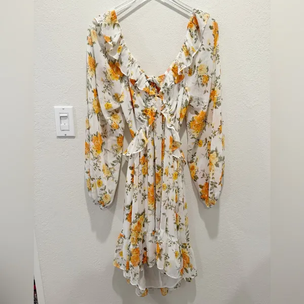 VICI Floral Long Sleeve Cutout Chiffon Babydoll Dress NWT Size XL‎ - Image 4