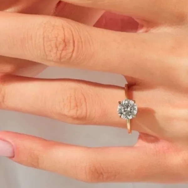 14k Gold Plated S925 Engagement Ring 2.00ct Solitaire Simulated Diamond,‎ Sz 6 - Image 4