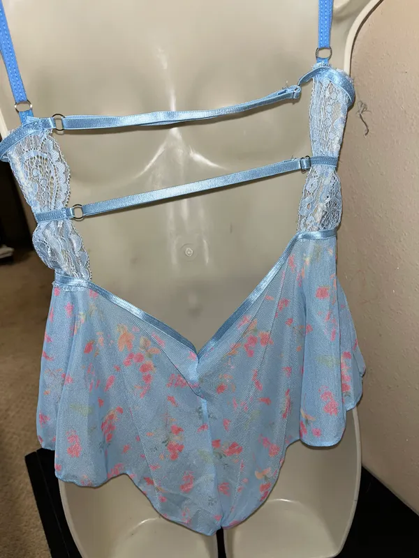 Fashion sexy lace V neck bow stitching flowers printed - Image 4