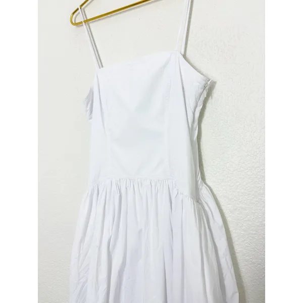 Madewell White Seamed Poplin Midi Sundress Size 6 Drop Waist Chic Quiet Luxury - Image 8