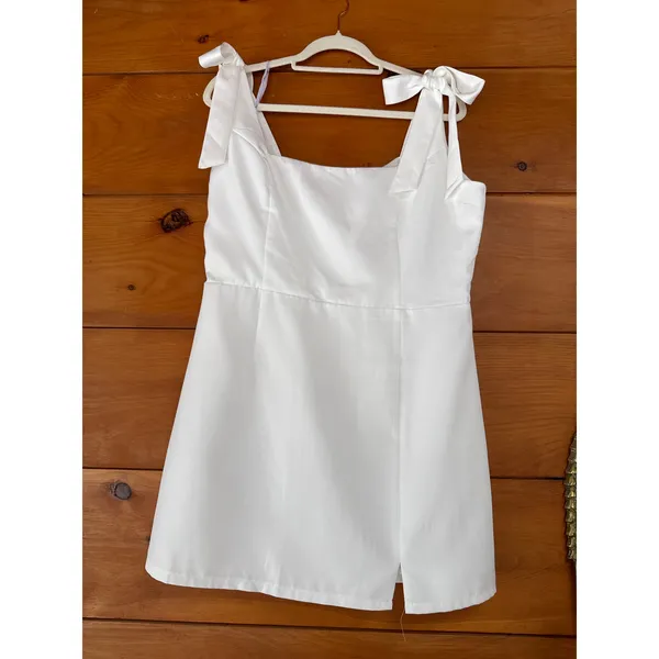 Lulus Your Sweetie White Tie-Strap Mini Dress Party Cocktail Classy Party Small - Image 3