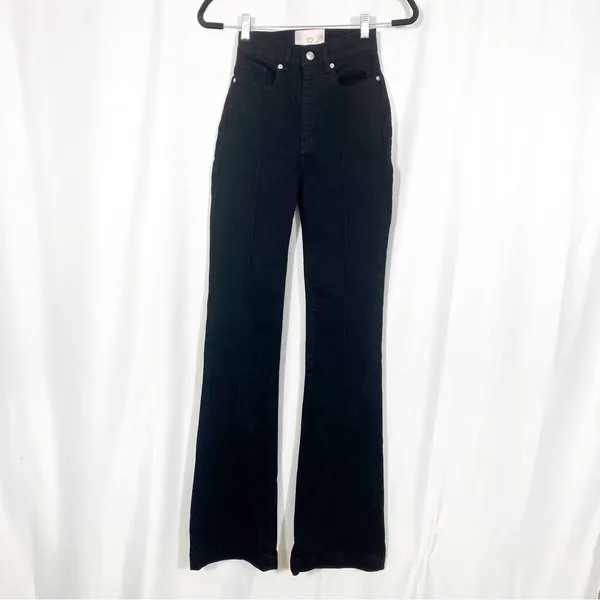 Revice Denim Avalon Flare High Rise Cut Out Jeans: Black - Image 3