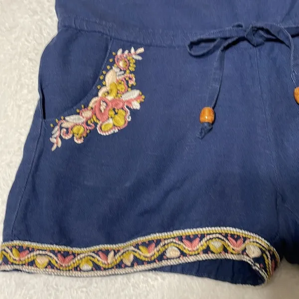 Miss Me• Blue  Embroidered Romper - Image 3