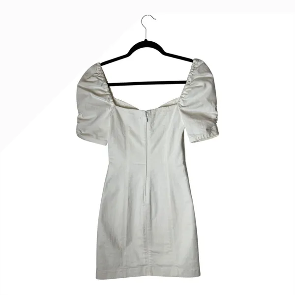 Alice+Olivia Dress Women 0‎ White Vintage Sugar Denim Mimi Puff Sleeve Mini - Image 3