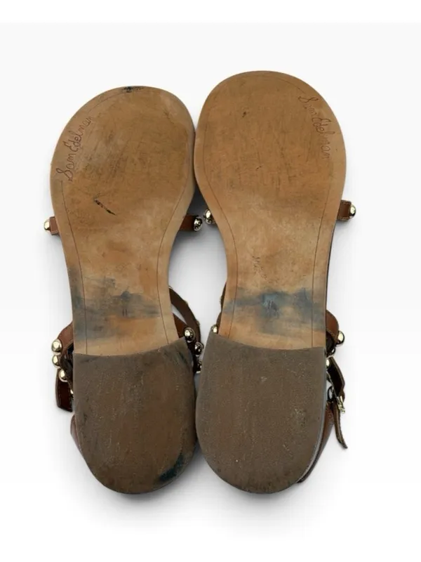 -Sam Edelman Estella Studded Flat Gladiator Sandal Womens 11 Brown Festival Flat - Image 5
