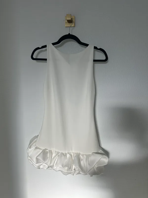 Zara Off White Bodysuit Dress With Ruffle/bubble Hem - Image 3