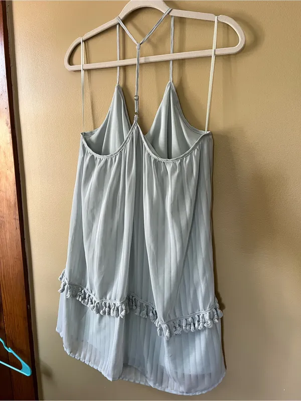 Gianni Bini Light Blue Pleated Mini Dress with Tassel Trim - Image 9