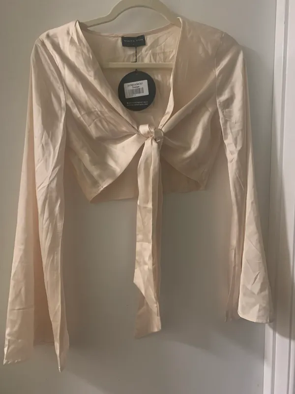 White Fox Such A Delight Crop Top and In a Dream Wrap Skirt Set in Champagne - Image 3