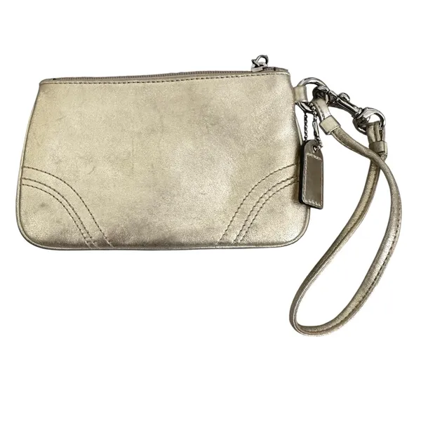 Coach‎ Classic Gold Metallic Leather Wristlet Small Wallet - Image 4