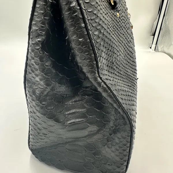 Coach Stanton Carryall handbag in stamped snakeskin leather Dark blue - Image 4