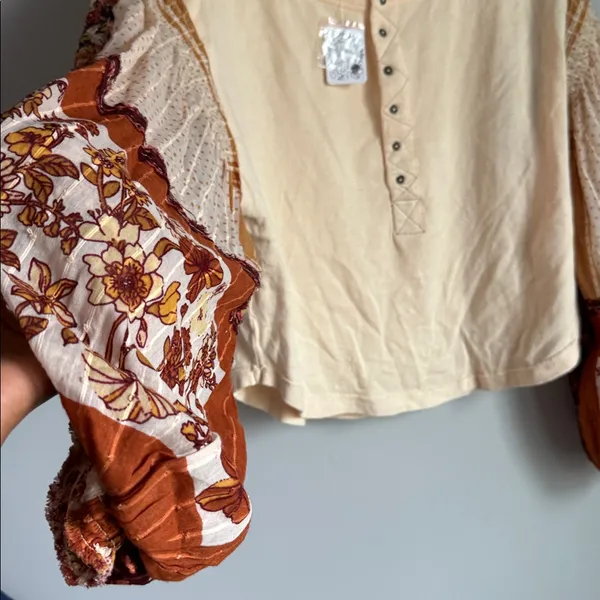 NEW Free People Vintage Combo Light Magic Henley Blouse Small - Image 8
