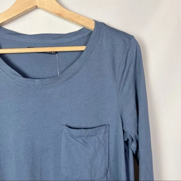 Abercrombie & Fitch Blue Pocket Front Long Sleeve Swing T-Shirt Dress M‎ - Image 3