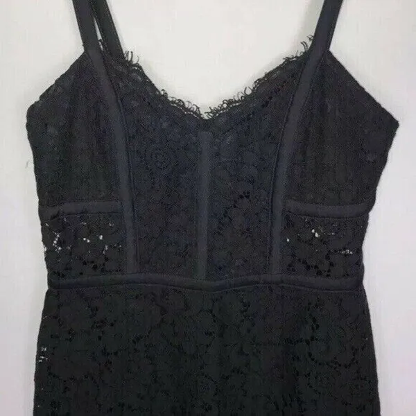 NEW SZ 0 XS Express PIPED LACE SHEATH DRESS BLACK Career work knee length - Image 7