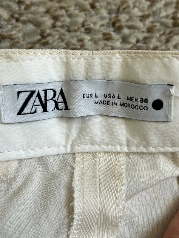 Zara Cream Cargo Trousers Casual Wide Leg Neutral Casual Large - Image 2