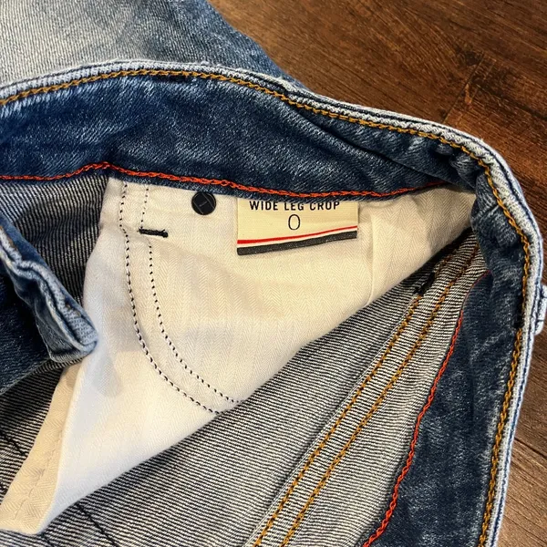 Tommy Hilfiger Jeans Women Blue Denim Wide Leg Cropped Jeans Size 0 - Image 3