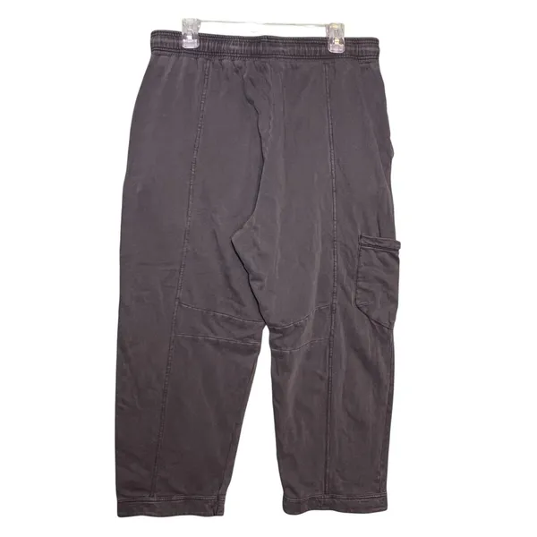 Out From Under Pants Women's L Gray Cargo Crop Drawstring Twill Pockets Relaxed - Image 3