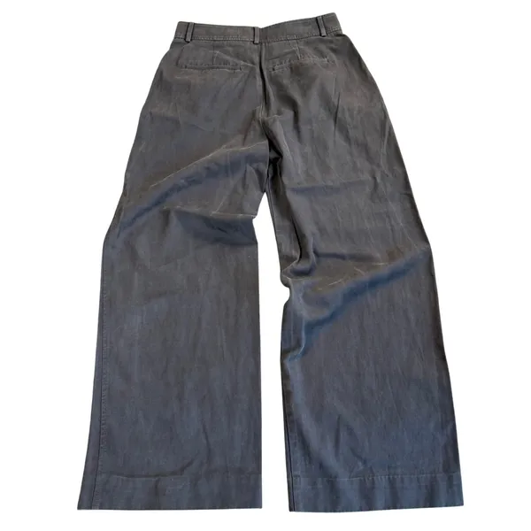 Everlane Wide Leg Pleated Trousers Womens 4S Charcoal Grey High Rise Casual Work - Image 4