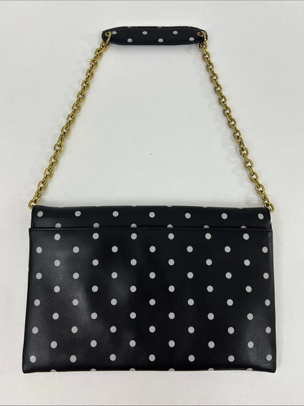 J. Crew Invitation Black and White Polka Dot Leather‎ Purse - Image 3