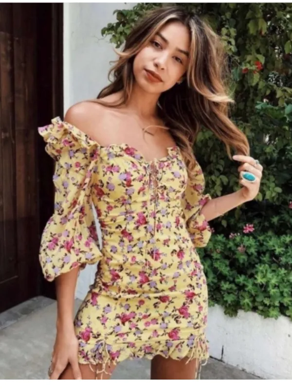 For Love & Lemons Viral Beaumont Silk Floral Mini Dress size Medium $298 - Image 7