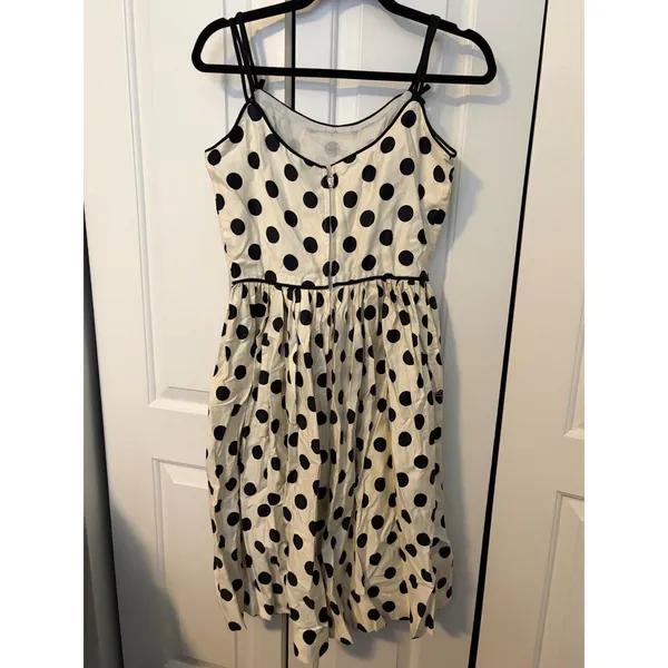 Vintage Style‎ Polka Dot Fit Flare Dress Ivory Black Rockabilly Retro Sleeveless - Image 7