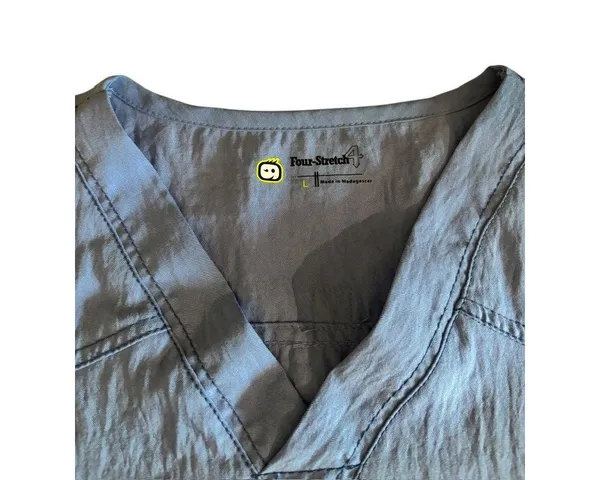 Wink Four Stretch 4 Light Blue Scrub Top Size L - Image 3