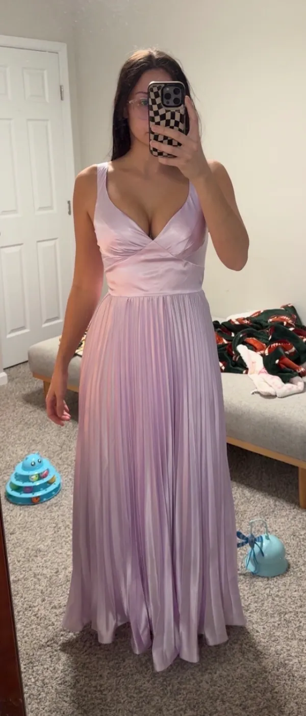 Pleated satin dress Purple Size 2 - Image 3