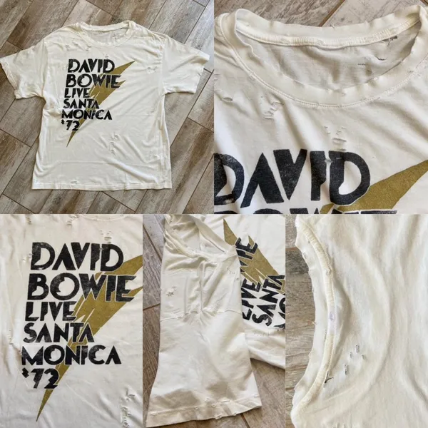 David Bowie Live Santa Monica '72 Light Cream crewneck T-shirt Size M - Image 4