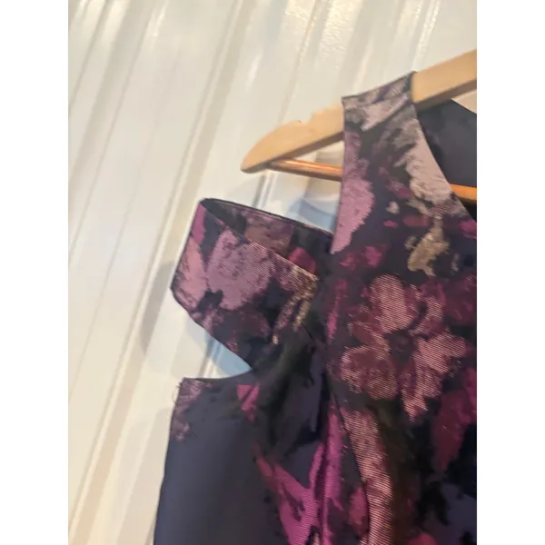 Jessica Howard‎ Purple Floral Cold Shoulder Dress Size 6 - Image 4