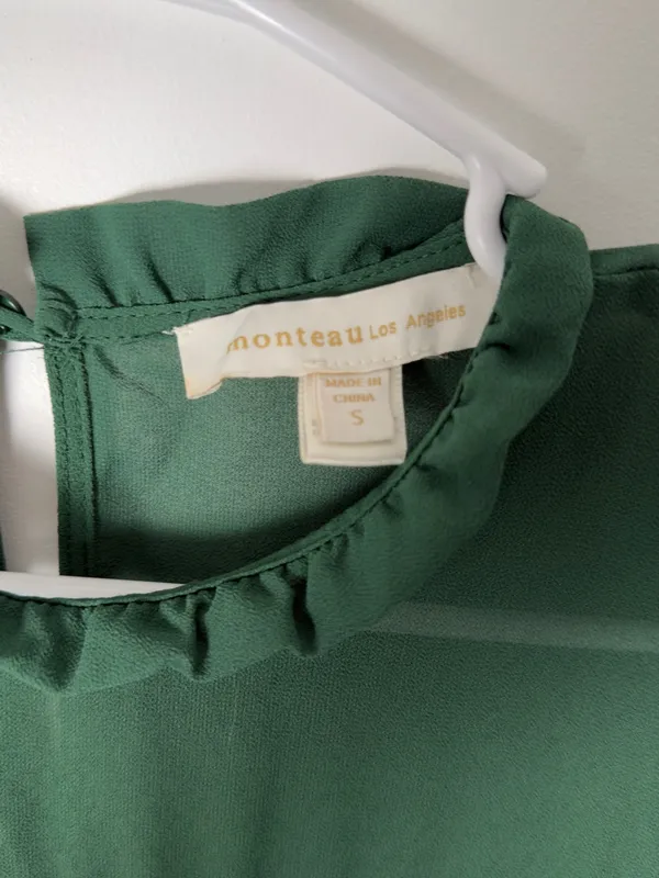 Ruffled Yoke Peasant Blouse in Forest Green - Image 7