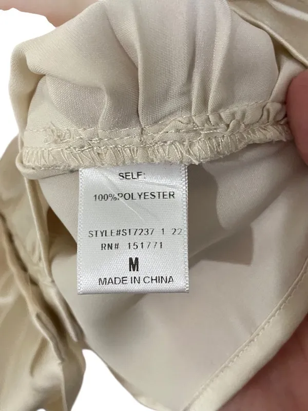 Altar’d State Satin Ruched Cropped Blouse Cream Size M Neutral Coquette Romantic - Image 4