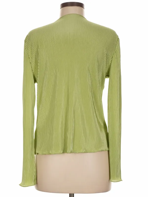Zaful Light Green Ribbed Tie-Front Cardigan Blouse XL - Image 2