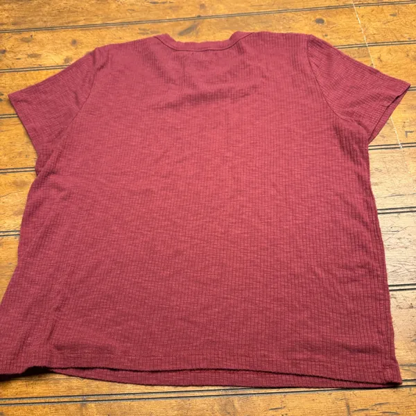 Aerie Ribbed Burgundy Crew Neck Short‎ Sleeve T Shirt Womens Size L - Image 3