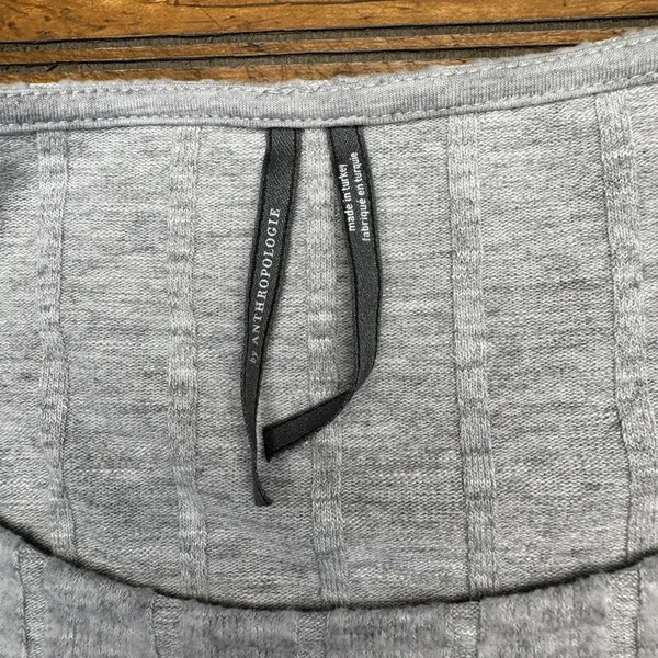 Anthropologie Ribbed Plush Knit Side Slit Thermal Tunic‎ Top Medium Gray Boho - Image 3