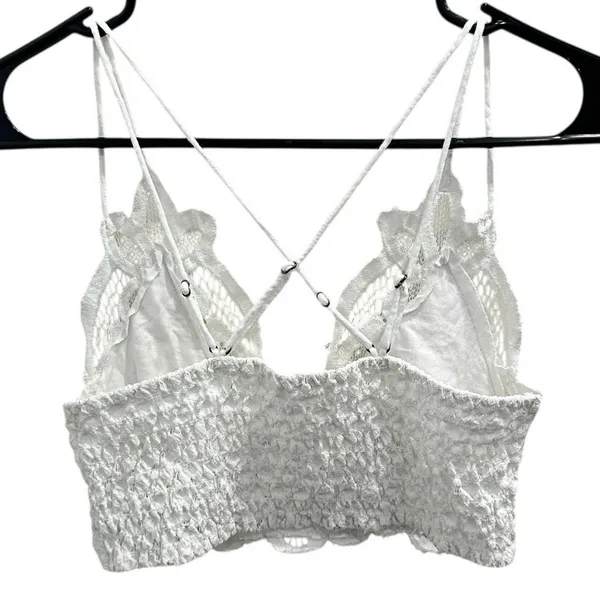 Free People FP One White Adella Floral Lace Bralette Small Boho Fairy Coquette‎ - Image 2